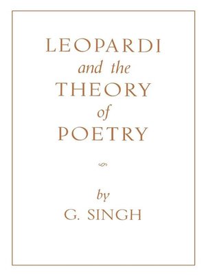 cover image of Leopardi and the Theory of Poetry